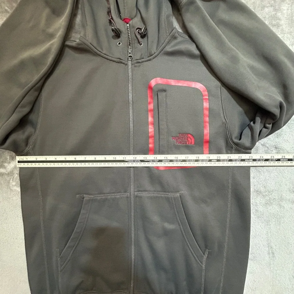 The North Face Mens L Full Zip Fleece Lined Hoodie Balaclava Face Mask Gray